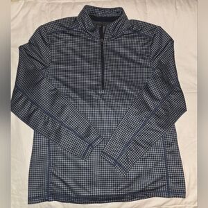 Vineyard Vines by Jim Nantz Men's M Navy Gray Houndstooth Quarterzip Pullover